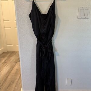Abercrombie & Fitch Black Satin Sleeveless Jumpsuit